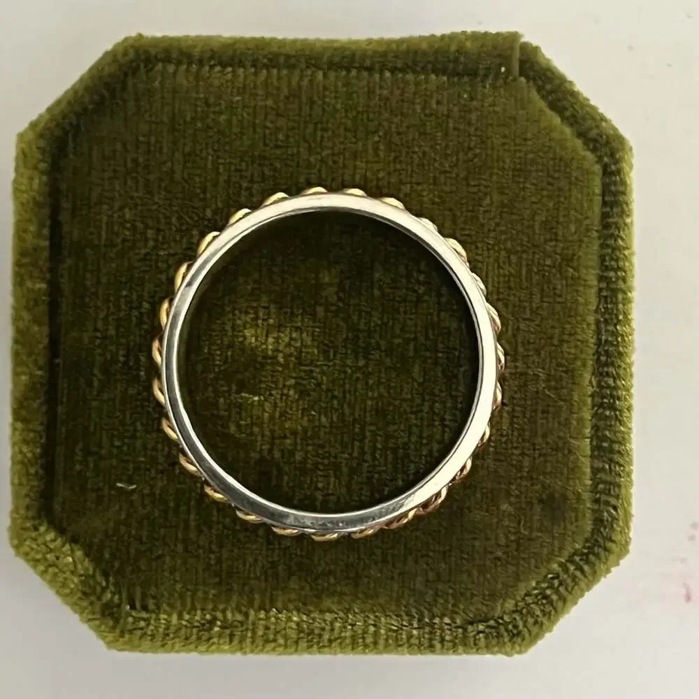 Two-Tone Spinner Ring with Gold Curb Chain and Silver Stainless Steel 8mm Band S